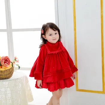 1-6 anos de outono inverno crianças roupas de Vermelho vestido de renda Natal Vermelho Princesa vestidos de Aniversário de casamento Elegante vestido para menina