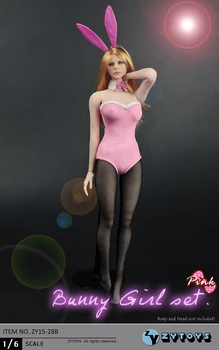 1/6 escala figura boneca, acessórios, roupas Femininas Coelho Rosa vestido de 12