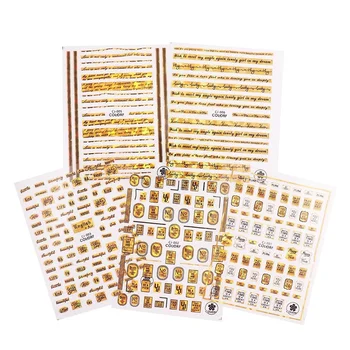 1 Folha de Ouro Bronzeamento 3D do Prego do Alfabeto inglês Metalico Colar Beleza da Arte do Prego Decorações Carta Adesivo de Unhas Decalques