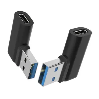 10pcs/lot 90 Graus Angulares USB C Adaptador USB3.1 Tipo C Fêmea do USB 3.0 Macho do Adaptador de Dados para o Portátil da área de Trabalho