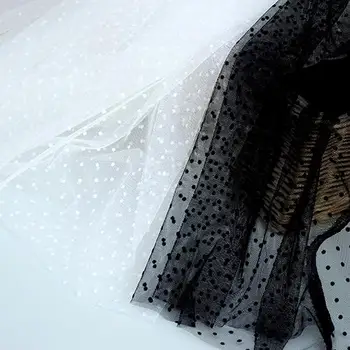 1Meters/monte 150cm de largura Preto-e-branco de malha de tecido de renda acessórios de vestido de Noiva saia da cortina de casa de materiais de tecido AC1154