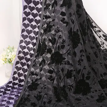 1yard Queimada de Veludo Tecido Africano Vestido de Tecido Oco de Veludo Tecido Queimado Flor Mulheres do Tecido Pelo Estaleiro para Vestuário de DIY