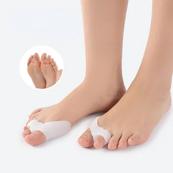 2pcs de Gel de Silicone Polegar Corretor de Joanete Pouco de Protetor de Dedo do pé de Separação Hálux Valgo Dedo Alisador de Cuidados com os Pés Socorro Almofadas