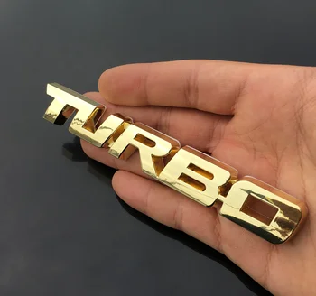 3D Metal Dourado Turbo T Traseira do Carro Emblemas Emblema do Tronco Traseira etiqueta Autocolante