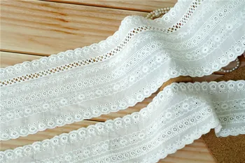 5 Metros Fora-de algodão branco, bordado de flor guarnição do laço Delicado Tecido Costura de Apliques de DIY guarnição da fita Roupa de Cama tampa