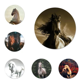 58mm Cavalo Animal Impresso Ícones Pinos de Crachá de Decoração Broches Emblemas de Metal Para Mochila Decoração