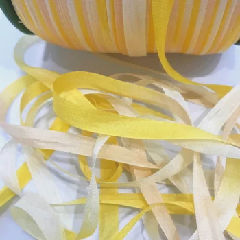 7mm,real de 100% seda pura fitas Amarelas variadas dupla face tafetá de seda para bordado e do artesanato de projeto,embalagem do presente