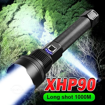 880000Lumens XHP90 Super Potente Lanterna LED 18650 Bateria 26650 bateria Recarregável Lanterna LED Tático Lâmpada XHP70 Zoomable Lanterna de Campismo