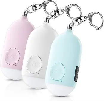 Alarme pessoal Chaveiro Auto-Defesa Alarme 130dB USB Recarregável de Auto-Defesa Chaveiro com Sirene, Música e Mini Emergência do DIODO emissor de Luz