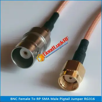 Alta qualidade BNC Fêmea RP-SMA RPSMA Plugue Macho Conector RF RG316 50ohm Pigtail Cabo de Baixa Perda