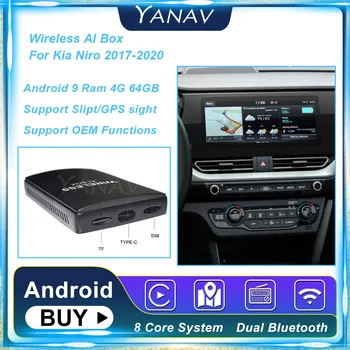 Android 4G 64GB Carplay sem Fio Ai Caixa Para Kia Niro 2017-2020 8-Core Qualcomm 450 Carro Smart Caixa de Plug and Play de Vídeo do Google