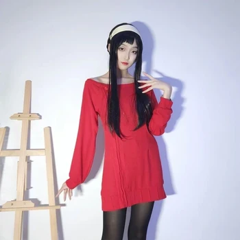 Anime SPY X FAMÍLIA Cosplay Yor Falsário Cosplay Traje Mulheres Casual, o de Suéter Vermelho Mini-Saia de Seu Vestido de Princesa Traje de Halloween