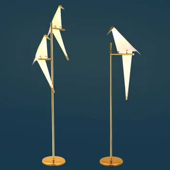 Arte decorativa pássaro de papel de lâmpada do assoalho do quarto lâmpada de assoalho sala de estudo origami lâmpada rack de leitura de cabeceira mesa de ouro lâmpada de assoalho