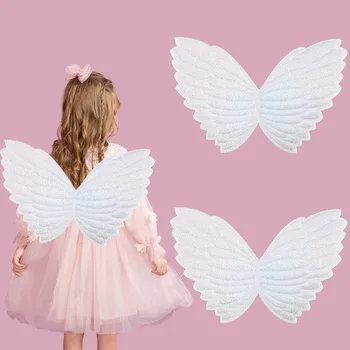 Asa de borboleta Branca da Asa do Anjo Apliques forIridescent Cupido Asa de Fada Asa Manchas De Roupas Garoto Vestido de Decoração