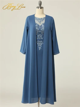 Azul marinho Mãe Da Noiva Vestidos Com uma camisa de Mangas de Renda das Mulheres Vestido de Noite Vestidos Para Mãe da Noiva Vestido de Hóspedes