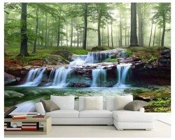 beibehang papel de parede Personalizado floresta creek cachoeira madeiras paisagem personalidade vivendo quarto de fundo, papéis de parede decoração da casa