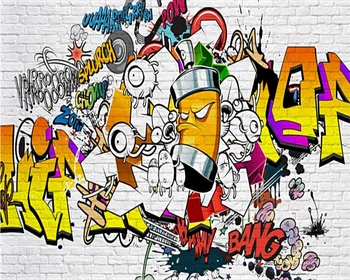 Beibehang Personalizado de parede, papel de parede, Europeu e Americano tendência rua graffiti bar, KTV pano de fundo da sala de estar, quarto, mural de parede