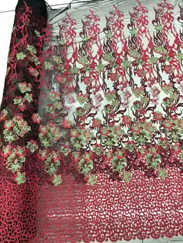 Belo colorido bordado francês Tule de malha de renda / tecido Africano de renda para Senhoras vestidos vestido de festa vestido de noiva