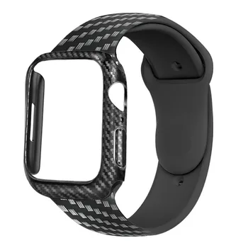 Capa+Correia Para a Apple faixa de Relógio de 44mm 40mm, 45mm/41 42mm de 38mm de Carbono, Fibra de silicone pulseira bracelete iwatch série 3 5 6 SE 7