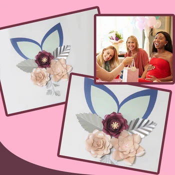 Cartão de DIY Flores de Papel Folhas Ouvidos Definida Para o Casamento & Eventos Cenários Decorações de Parede do Berçário Deco Tutoriais em Vídeo