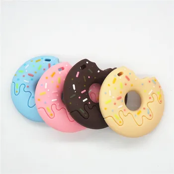 Chenkai 5PCS BPA Livre de Silicone Cookie Pingente Teether DIY Bebê Biscoito Chupeta Fictício Donut de Enfermagem de Mascar Jóias de Brinquedo de Presente