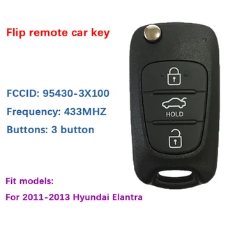 CN020068 Original 3 Botão Flip Remoto Genuíno 2011-2013 Hyundai Elantra Chave Com 433Mhz FCCID OKA-168T / 95430-3X100