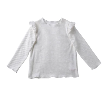 Crianças de Meninas Bebê Camisa Tops Roupas Babany bebe Criança de Manga comprida T-shirt Branca Crianças Outono Pulôver de Cueca de 1 a 6 Anos