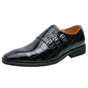 DAFENP Homens do Designer da Marca de Luxo de Couro Monges vestem Sapatos da Moda Britânica Flats Casamento de Condução Office Casual Sapatos Para Homens