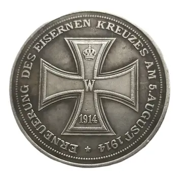 De 1914 A Alemanha Cruz Banhado A Prata Moedas Cópia Comemorativa Colecionáveis Medalha De Moeda Decoração Da Casa Mágica Desafio De Moeda #G358