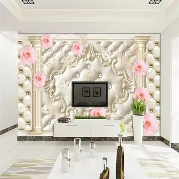 Decorativos, papel de parede Nórdicos moderno estilo simples, pintadas a mão vintage aquarela flor TV na parede do fundo