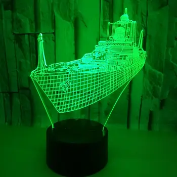 Destruir Ship 3D da Noite do DIODO emissor de Luz de Acrílico Bulbing Ilusão de Óptica Lâmpada de Tabela Lumineuse Bebê Dormir a Iluminação do Quarto Decoração de Casa