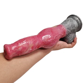 Enorme Vibrador Plug Anal Grande Silicone Líquido Vibrador Soft Realista Animal Pênis Com ventosa, G-spot Estimulador de Brinquedos Sexuais Para a Mulher