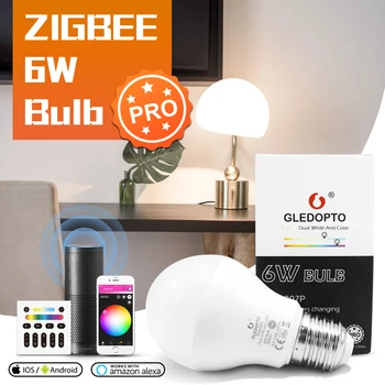 GLEDOPTO Zigbee 3.0 Inteligente RGB do DIODO emissor de Luz de 6W Dimmable Pro Compatível com Tuya App Alexa Eco Plus Voz de RF Controle Remoto