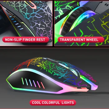 H7JA Mouse Respiração LED Backlit Gaming Mouse com Fio USB Rato de Computador Notebook Mouse de Computador Mudo Colorido Ratos