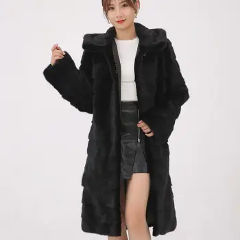 Inverno 100% real casaco de vison completo casaco de couro estilo popular das mulheres russas pele natural jaqueta com capuz