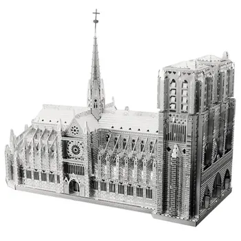 Jigsaw DIY 3D Metal Quebra-cabeça de Montagem do Modelo de Notre Dame De Paris Educacional de Descompressão Brinquedos Quebra-cabeça para o Adulto a Decoração Home