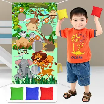 Jogos de partido Banner para Adultos Crianças ao ar livre Brinquedo Jogar Sacos de Feijão Seguro Jogando Jogando Selva de Animais Jogando Jogo
