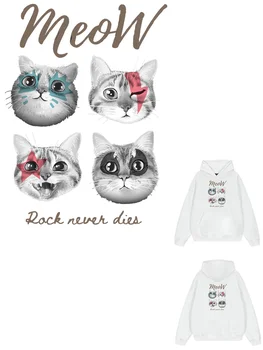 Kawaii gatos Patches para roupas de listras apliques thermo-adesivos para crianças