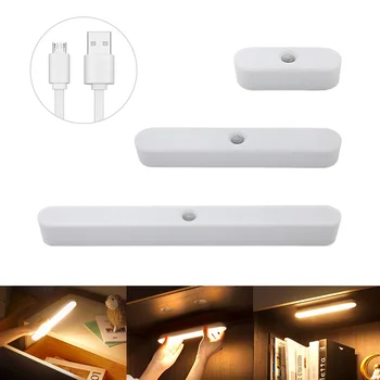 LED sem fio Sensor de Movimento a Luz da Noite 10/20/30CM USB Recarregável de Gabinete da Lâmpada para a Cozinha guarda-Roupa do Quarto de Iluminação da Escadaria