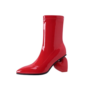 Lilypturat Ankle Boots 2023 Outono Inverno Apontado Letra Elegante de Salto Alto Botas de Moda de Luxo Designer de Sapatos femininos Tamanho 43