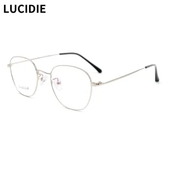 LUCIDIE de Alta Qualidade de Titânio Moda Mulheres de Óculos Vintage Miopia Óptico de Óculos de grau Armação de Homens Limpar Lente de Óculos