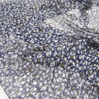 Marinha inferior quebrada pequena flor grande de seda organiza pirn tampa 100% de amoreira tecidos de seda tecidos
