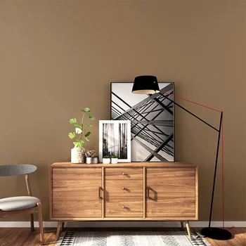 Marrom escuro, café, papel de parede sala quarto não-tecido moderno sólido simples, cor de plano de fundo simples de parede papel de parede