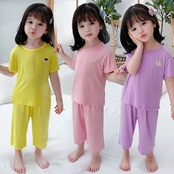 Menina Meninos Pijama Ternos Tops+ Calças 2Pcs/Conjuntos de 2021 Legal a coleção Primavera / Verão do Algodão Roupa de Homewear Pijamas Roupa das Crianças
