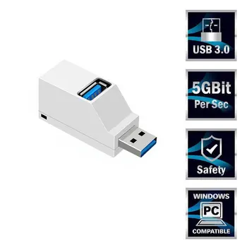 Mini 3 Portas USB 3.0 2.0 Divisor de Hub de Alta Velocidade de Transferência de Dados Divisor de Caixa Adaptador Para PC Portátil MacBook Pro Acessórios