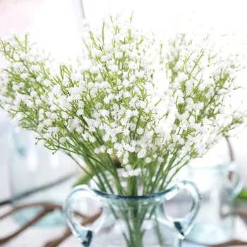 Mini chefes de DIY artificial de gypsophila hortênsia flor branca para o casamento, o lar do chuveiro de bebê decoração falso arranjo de flor