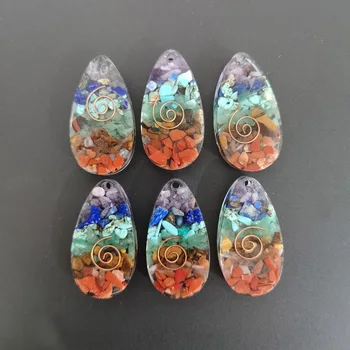Moda 7 cores Orgone 42x23mm cubóide pedra natural pingente de 10pc para fazer jóias retro Reiki Cura charme Acessórios livre s