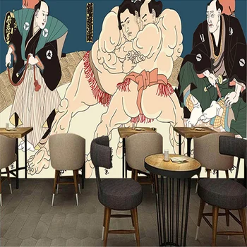 Moderno Sumô Japonês Restaurante de Comida Mural Papéis de parede decoração Industrial e Restaurante de Cozinha Izakaya de Fundo, Pintura de Parede