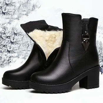 Mulheres Botas de Inverno Quente Botas de Neve de Mulheres Inclinação Calcanhar Ankle Boots para o sexo Feminino Sapatos de Inverno Botas Mujer de Pelúcia Zapatos De Mulher