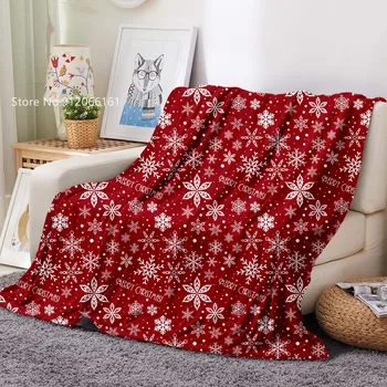 Natal floco de Neve Jogar Cobertor Feliz Ano Novo 2022 Cobertor de Flanela Casa Dormitório Decoração Cobertor de Lã de Impressão 3D de Férias Colcha